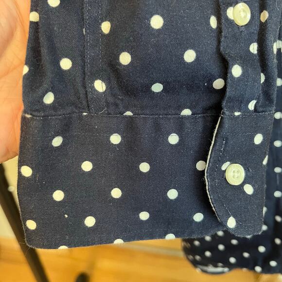 Chaps navy button front white polka dots size M preowned excellent condition - Picture 5 of 5